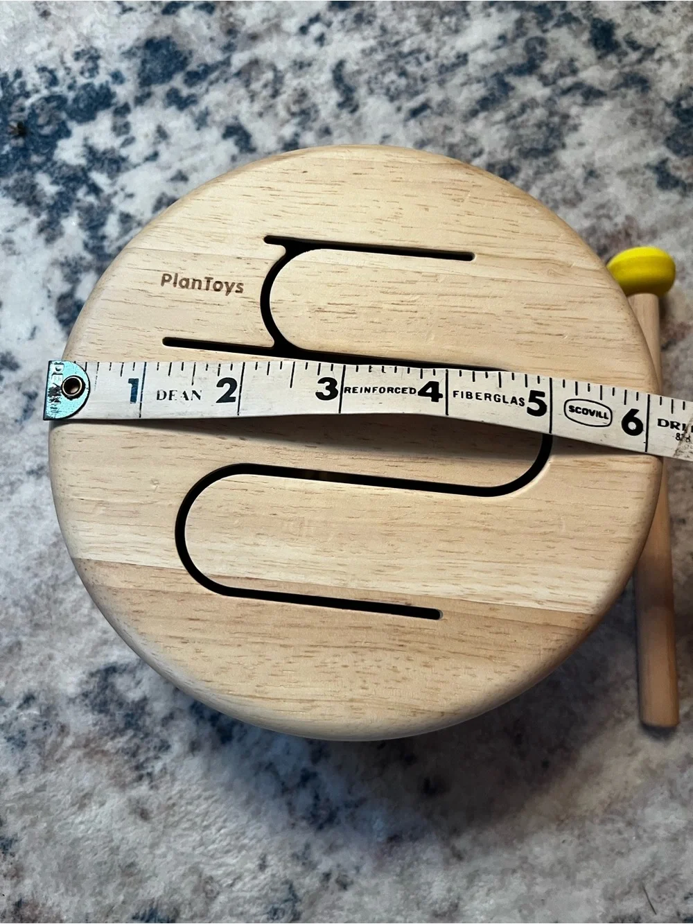 PlanToys Wooden Hand Drum with 2 Mallets sticks - Kids Musical Toy